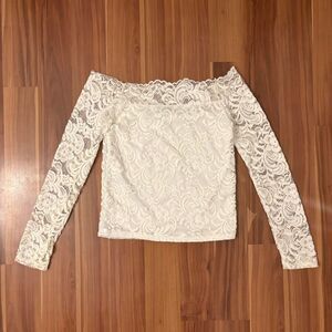 white lace long sleeve off the shoulder top size L